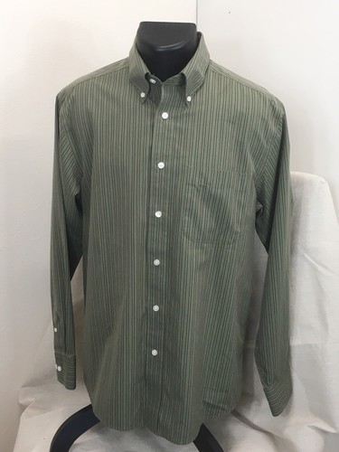 Herren Eddie Bauer Langarm Button Down Hemd Kragen knitterfest grün MED - Bild 1 von 10