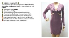 Wild Fable Women's Long Sleeve Cut Out Lurex Bodycon Dress Vibrant Purple -XS, L
