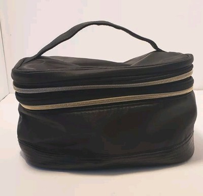 MODELLA Makeup Case Black Double Zip Train Case