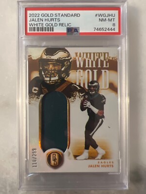 Jalen Hurts 2022 Panini White Gold Jersey Relic /299 NM/MT PSA 8 Eagles