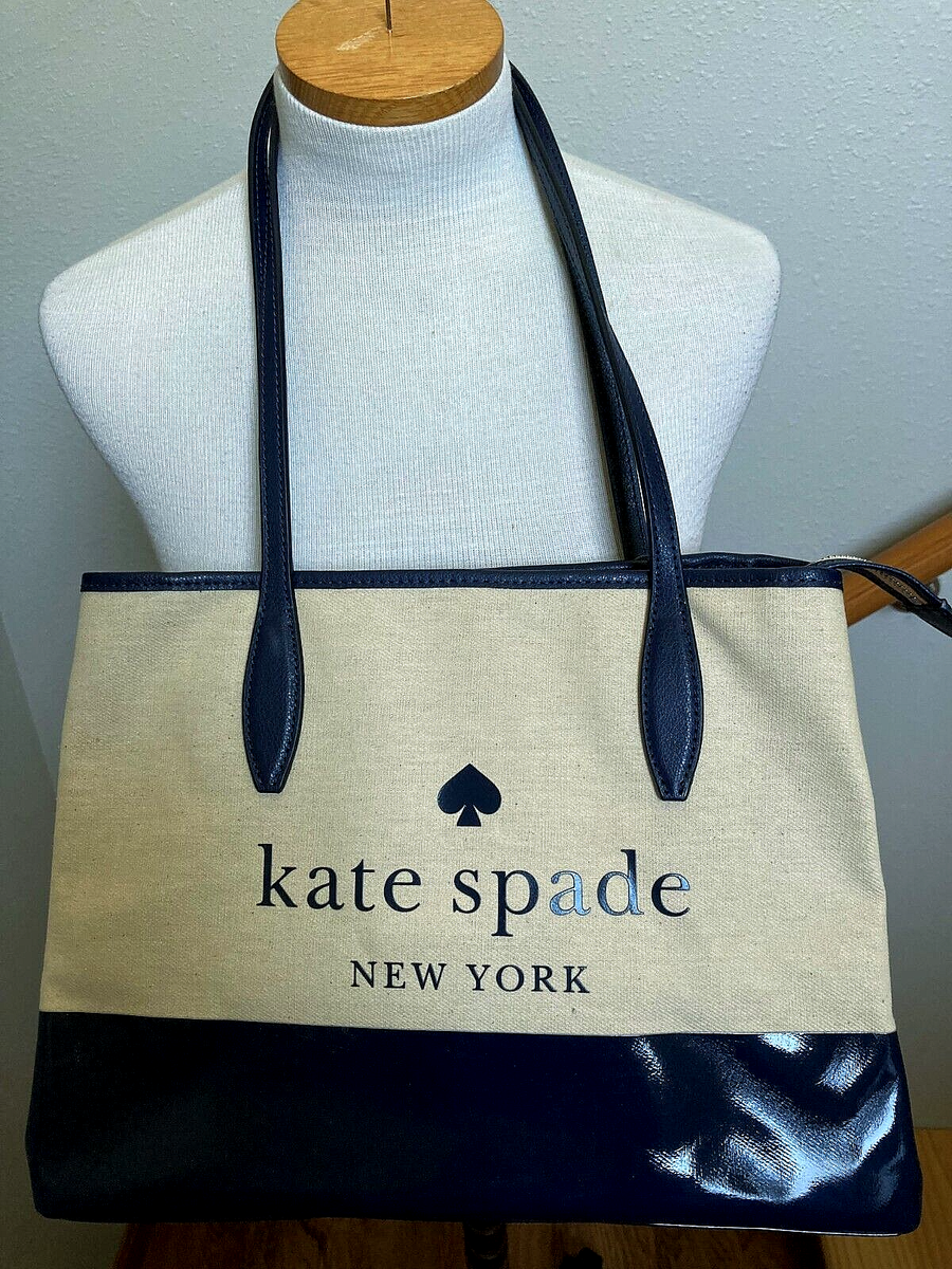 Kate Spade Classic Small Street Tote Bag Logo Side Snap Nightcap  Navy-Nwt!