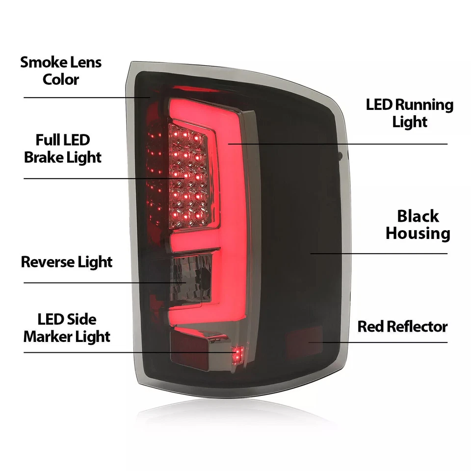 Luces traseras LED LH&RH para GMC Sierra 1500 2500HD 3500HD 2014-2018 lámparas humo Foto 2 de 4