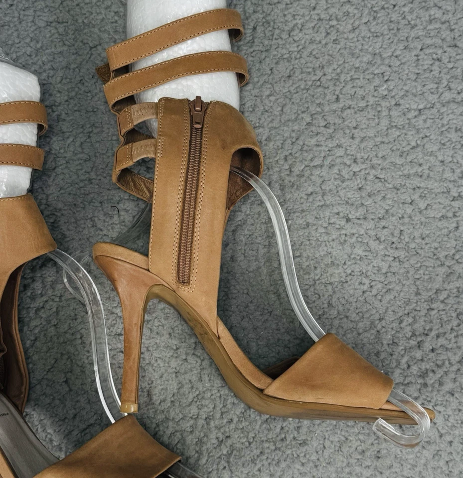 Jeffery Campbell Sandal Womens 7.5 Brown Leather Suede Strappy Pumps Hills - Image 4 of 4