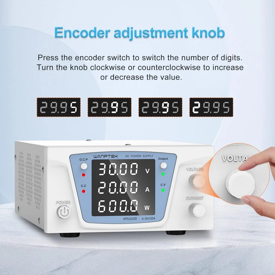 KPS3020D DC 0-30V 20A Lab Adjustable Variable Bench DC Power Supply High Power  - Image 3 of 4