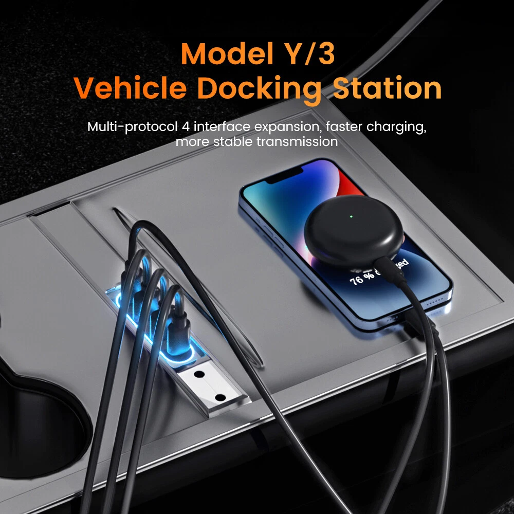 Tesla Model 3 Y USB Hub Fast Charge Cable Adapter Docking Station Center Console
