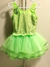 Girls Revolution Dance Wear Skating Green Dancing Dance Costume Tutu See Measure