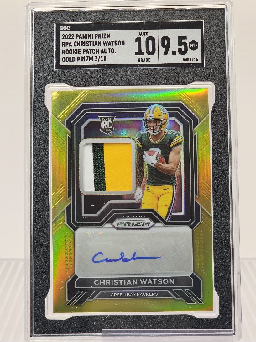 Christian Watson Panini Prizm Rookie Patch Autographs #RPACW Gold
