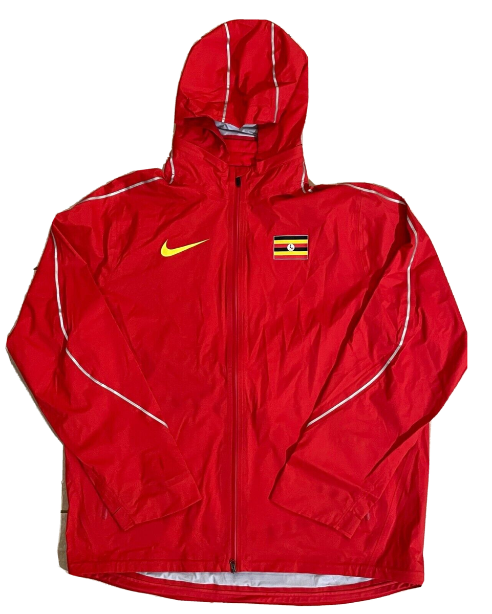 Nike Uganda Pro Elite Storm Hooded Reflective Hypershield Red Jacket Sz  Mens XL