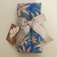 NEW Baby Cotton Muslin Swaddle Blanket Blue Island Floral  Angel Dear