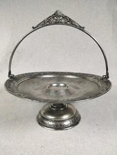 Middletown Plate Co. Antique Victorian Brides Basket Birds Florals Silver Plate