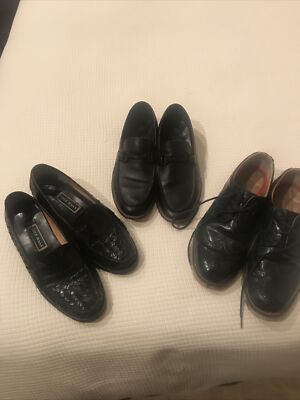 Cole Haan Mens 10 M Black Slipon Leather Loafers Dress Shoes - Main Image