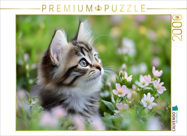 Calvendo Puzzle Dreamy Cat In The Meadow | 2000 Pieces, Finished Size 35.4 × 26.-image