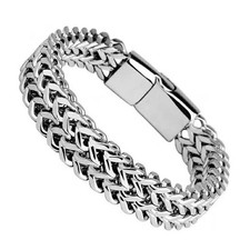Stainless Steel Cuban Curb Chain Bracelet Men Women Mesh Woven Wristband