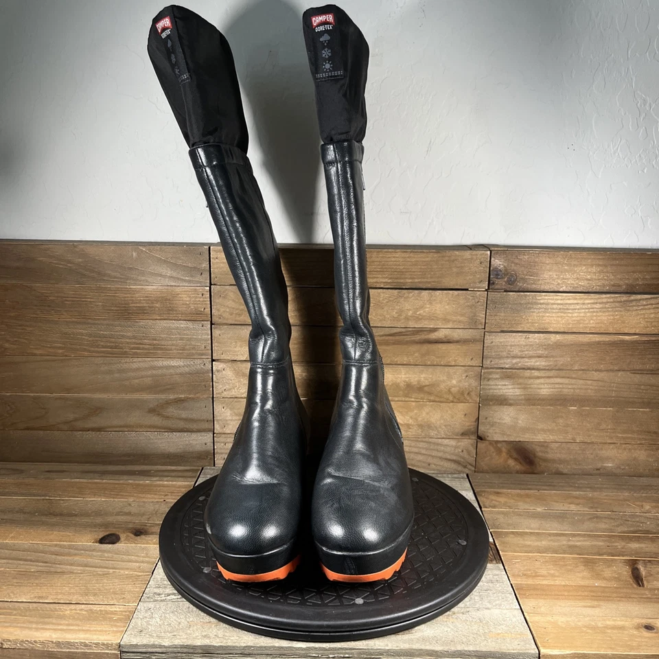 Botas de lluvia Camper hasta la rodilla Gore Tex para mujer 6,5/Eur 37 negras botas con cremallera lateral Foto 2 de 4