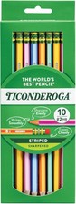 Ticonderoga X13910 Striped Wood-Cased Pencils, 2 10 Count Pack of 1 , White