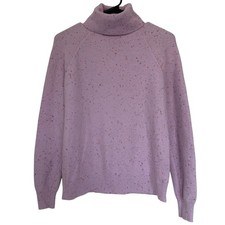 Ann Taylor LOFT Pink Flecked Confetti Cotton Blend Turtleneck Sweater Size Small