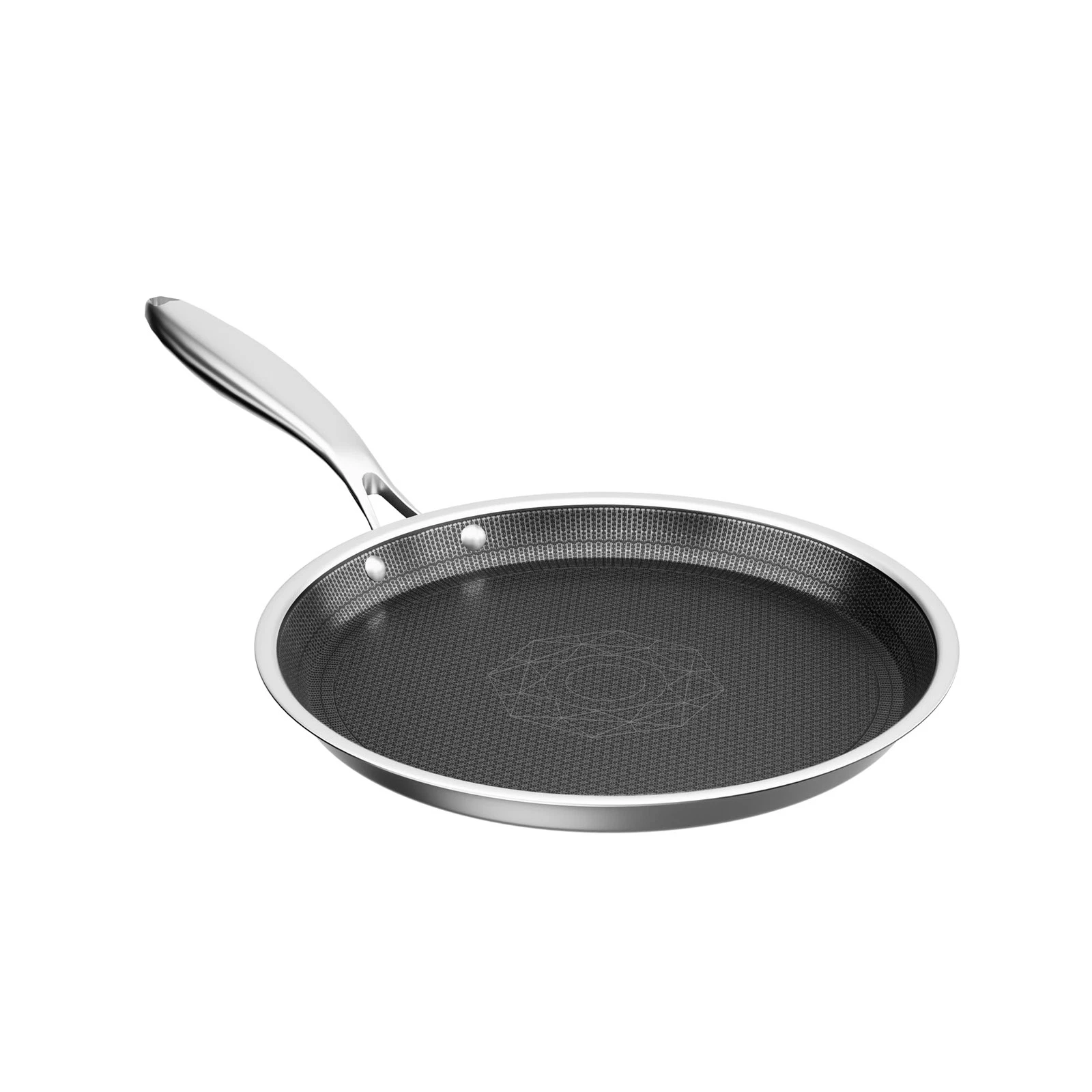9.5" Round Griddle Pan, 3-Ply Hybrid Stainless Steel Crepe Pan with Stay-Cool...