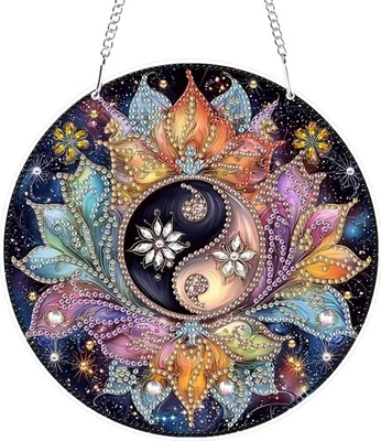 GHHKUD Diamond Painting Fensterbilder Beidseitige, Diamond Painting Yin Yang