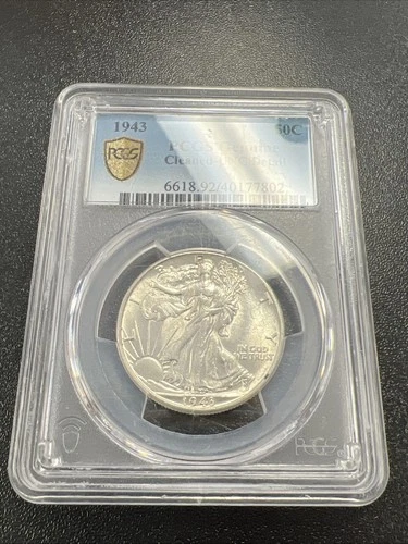 1943 Walking Liberty Half Dollar 50c - PCGS Genuine /  Cleaned / UNC Detail -NR!