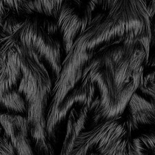 Faux Fur Fabric Long Pile Shag Mohair Plush Artificial Costume Black Half Yard