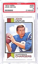 1973 Topps #455 Johnny Unitas San Diego Chargers Football Card PSA 9 MINT 45111