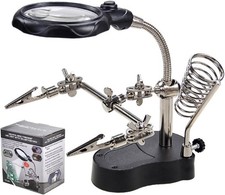 LED Light Helping Hands Soldering Magnifier Station Professional 3.5X 12X Magnif