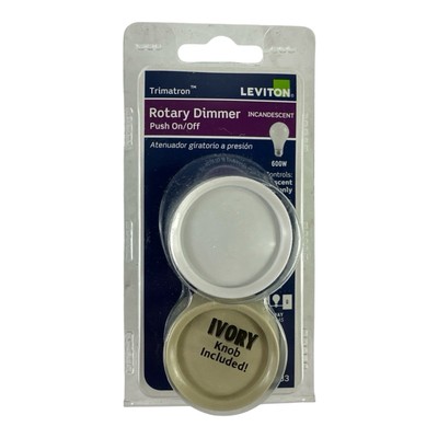 New Leviton 6683-IW 3-Way 600 Watt Push Dimmer Ivory /White, - Sealed Package