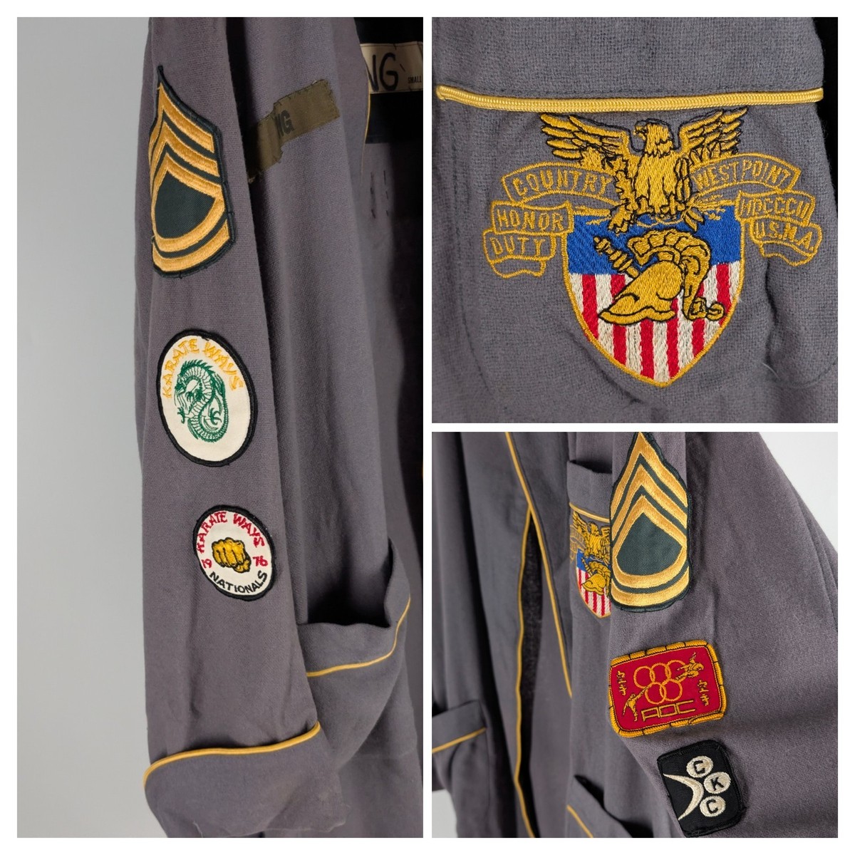 Vintage West Point USMA Army Bathrobe Karate Patch SUNG Named Robe 