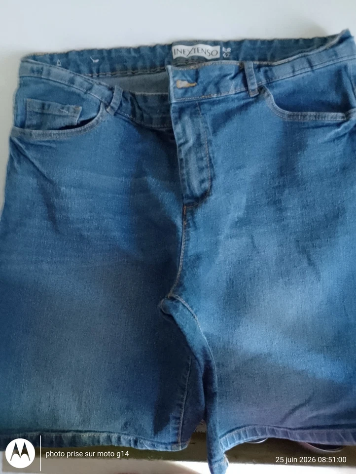 INEXTENSO Short en jean femme bleu taille 42 coton regular 5 poches été - Photo 2/3