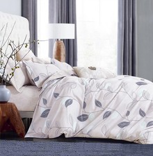 OPEN BOX ITEM: Elegant Leaves Print 100% Cotton Bedding Set: 3pc Duvet Cover Set