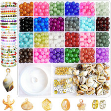 600Pcs 8Mm round Glass Beads for Jewelry Making Kit, 24 Colors Crystal Beads for