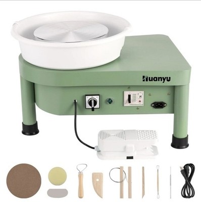 Huanyu Töpferscheibe Keramikmaschine 10'' mit Fußpedal abnehmbares Becken