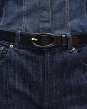 NWT J.Crew 69.50 Tonal Buckle Belt in Leather, Black, Sz XS, S