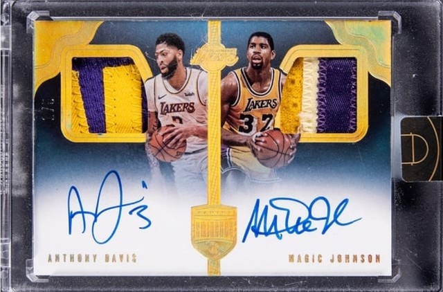 Magic Johnson Anthony Davis Dual Game Worn Auto /5 2019-20 Eminence #DP-AM 1st