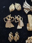 Gold Tone Clip On Earrings Signed Emmons Giovanni Rhinestones 11 Pairs Vtg Lot — photo 7