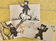 Set of 3, Rare Vintage Pop-up Cards  by Olive Fell, Circa 1940’s - 50's