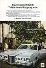 Pontiac 1970 Bonneville Vintage Print Ad Luxury Car V8 Silver