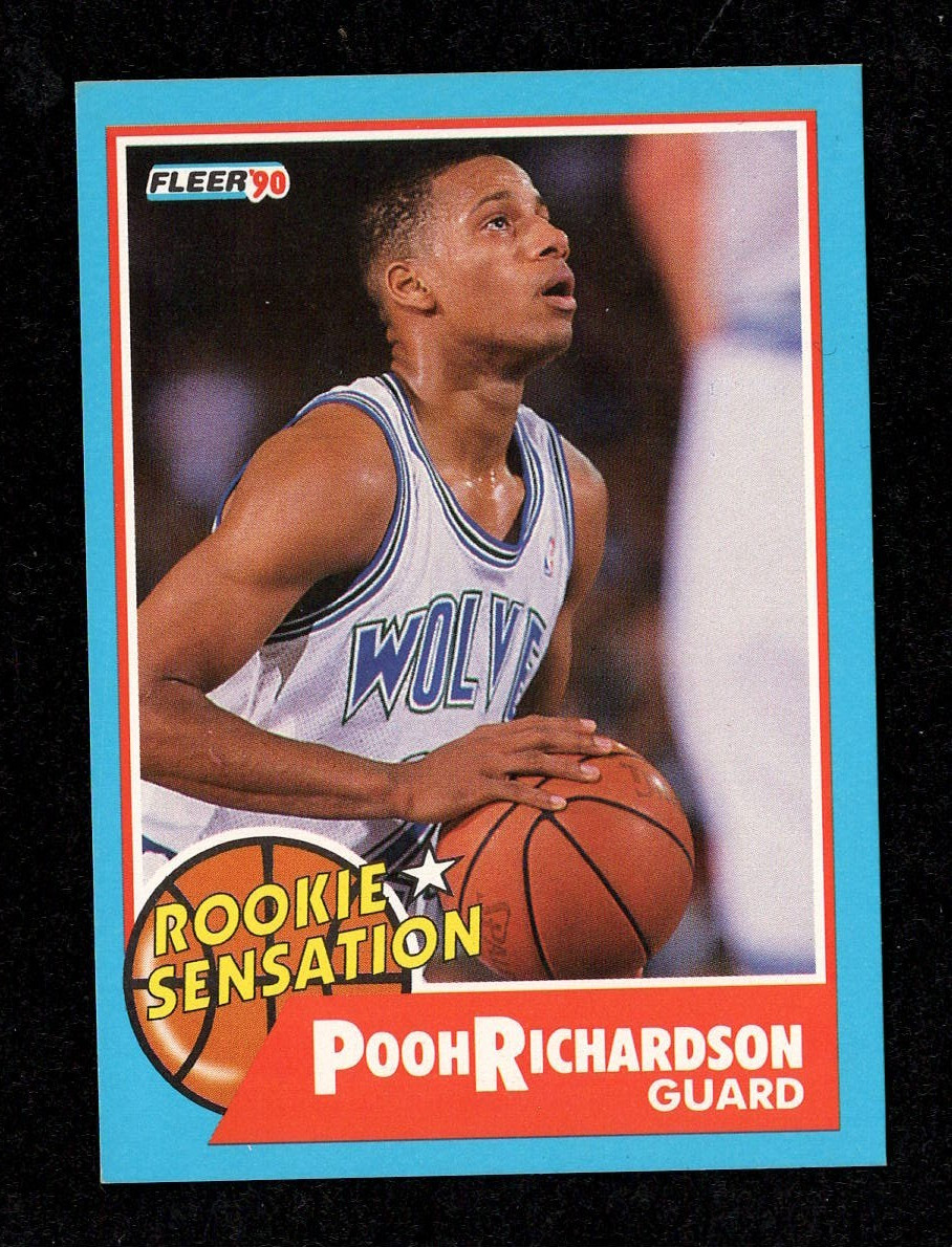 Pooh Richardson 1990/91 Fleer Rookie Sensation RC Card #6 (EX) - Timber Wolves