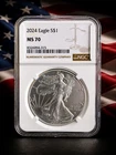 2024-W American Silver Eagle 1 Oz  NGC MS70 $1 Brown Label Coin