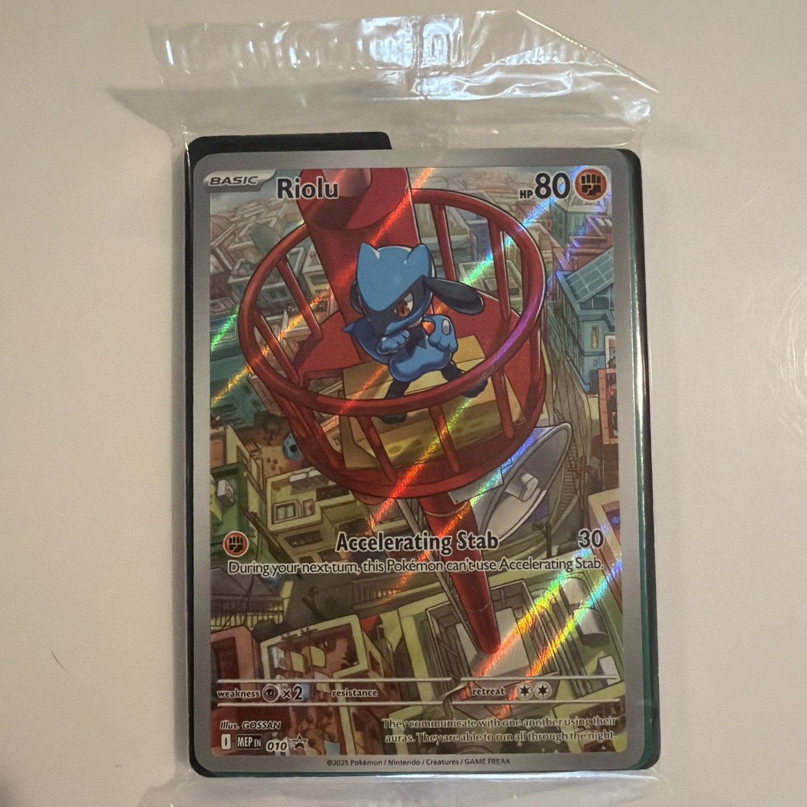 Pokemon SEALED Riolu 010 Black Star Promo Mega Evolution Full Art Holo Sealed