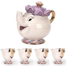 Cartoon New Beauty And The Beast Teapot Mug Mrs Potts Chip Tea Pot Cup One Se...