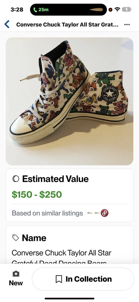 Grateful Dead танцы медведи винтажный все звезды Converse Chuck Taylor кроссовки обувь - Изображение 2 из 4