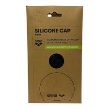 Swim Cap Adult Fit ARENA Recycled Silicon Black Swimming Adult Mens Women