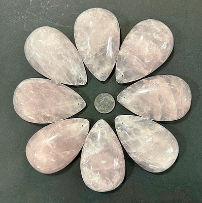 Rock Crystal Chandelier Sconce Pink Quartz Pendant Half Pear / Teardrop 80mm 8pc