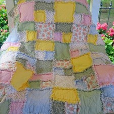 Flannel Rag Quilt With Batting, 50 X 44, Floral Scrappy Rag Quilt Throw