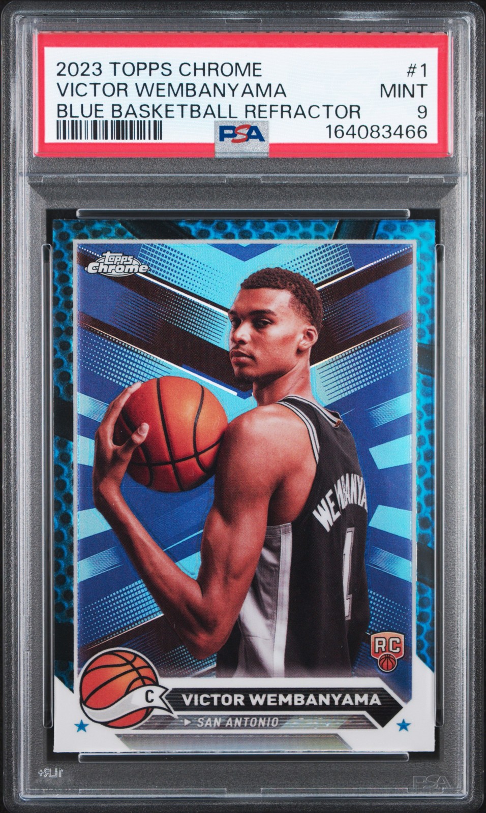 2023 TOPPS CHROME BLUE BASKETBALL REFRACTOR #1 VICTOR WEMBANYAMA PSA 9