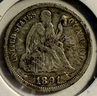 1891-O SEATED LIBERTY  DIME - (18-18)