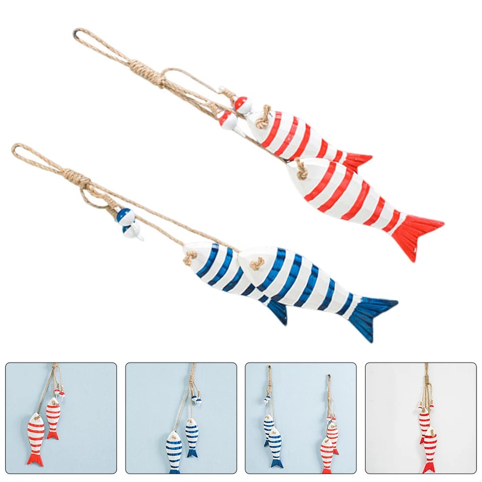 2pcs hölzerne nautische Fischwandhänge Dekoration Nautische Wanddekoration für - Bild 4 von 4