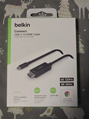 Belkin USB-C to HDMI Cable, Black, 2m/6.6 Ft Length (AVC012) 4K/8K - BRAND NEW!!