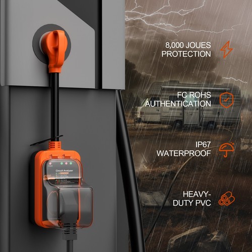 Protector contra sobretensiones para autocaravana de 30 amperios a 50 amperios 8000 julios con cubierta impermeable luz LED - Imagen 6 de 7
